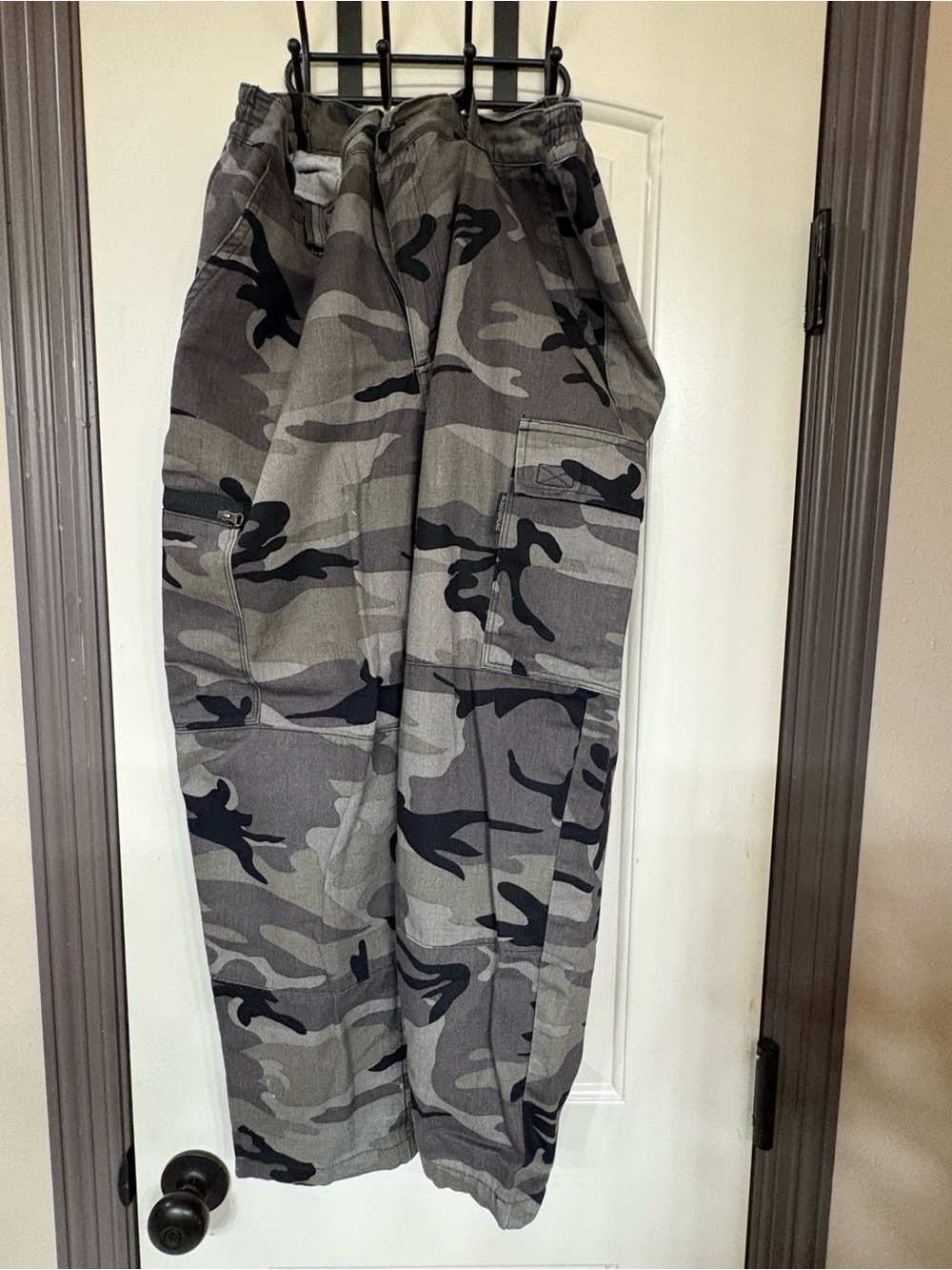 Womens Gray Camo Cargo Pants - Comfortable Utility Style